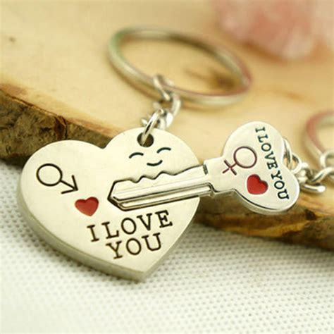 Romantic Couple Keychain Keyring Keyfob Valentines Day Lover T