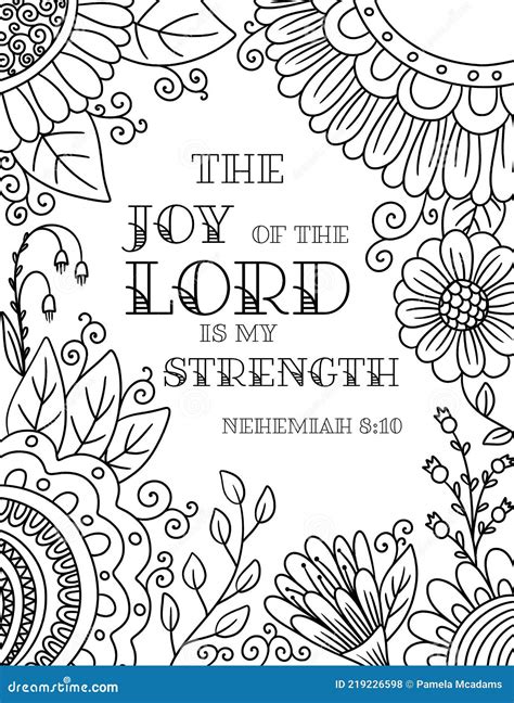 An Adult Coloring Floral Border With A Verse The Joy Of The Lord Is My