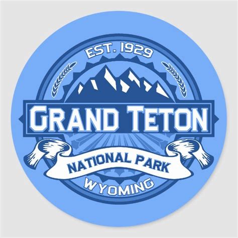 Grand Teton Logo Cobalt Classic Round Sticker Coloring
