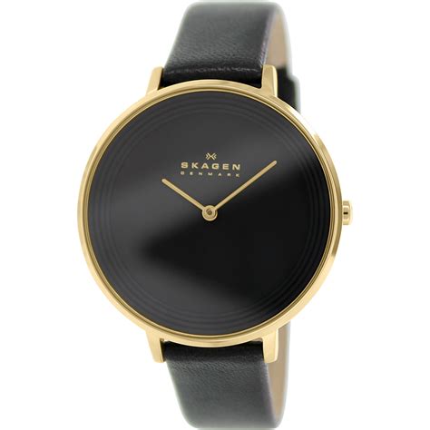 Skagen Womens Black Ditte Dress Leather Band Watch Skw2286