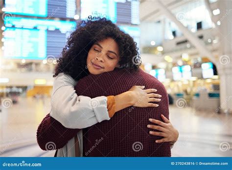 Couple Hug And Embracing Goodbye At Airport For Travel Trip Or Flight In Farewell For Long