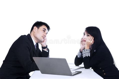 Thinking Two Business People Stock Photo Image Of Notebook Indian