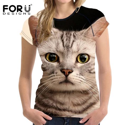 Forudesigns Harajuku T Shirt Women Cute Cat Printed T Shirt Summer 2018