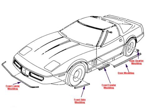 1985 1990 C4 Corvette Body Moulding Kit 13 Pcs