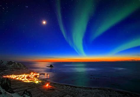 Norway Sunset Sea Lights Clouds Nature Norway Sunset Ocean