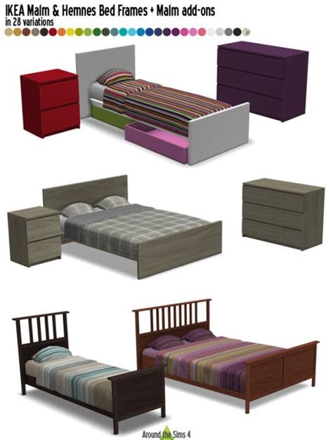 Around The Sims Sims 4 Cc Furniture Ikea Bedroom Sims 4 Beds