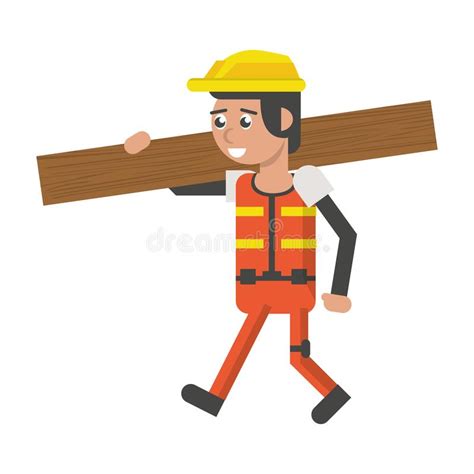 Construction Worker Smiling Cartoon Isolated Stock Vector