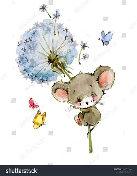 Cartoon Mouse Watercolor Illustration Cute Mice Stock Illustration 1554771956 Shutterstock Artofit