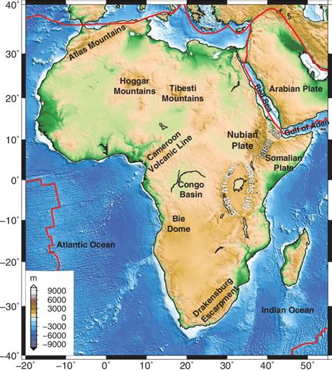 Location Map Of Africa Showing Major Tectonic Features Superimposed On