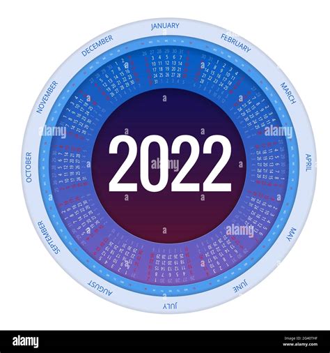 Round Calendar Planner For 2022 Calendar Template For 2022 Stationery