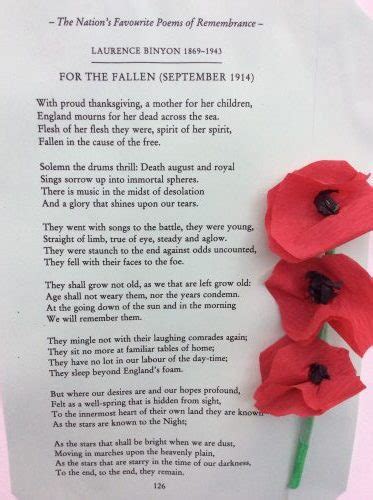 Remembrance Day Poem ‘for The Fallen By Laurence Binyon Worship Words