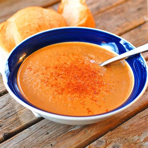 Curry Roasted Red Pepper And Eggplant Soup Recipe Pinch Of Yum