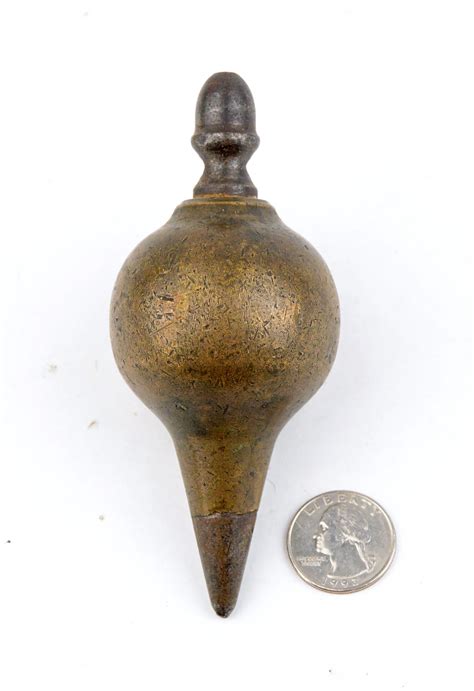 Early 15 Pound Brass Plumb Bob With Acorn Finial Top Vintage Vials Antique Tools