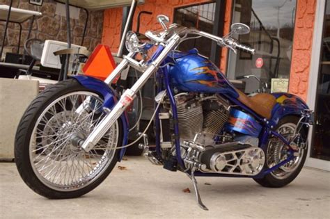 Blue Metallic Custom Softail Chopper Delrkon 103 Harley 5 4425