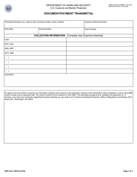Cbp Form 7501a Download Fillable Pdf Or Fill Online Documentpayment