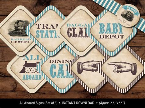 Train Baby Shower Signs All Aboard Baby Shower Signs Train Party