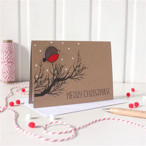 Personalised Merry Christmas Card With Robins By Little Silverleaf