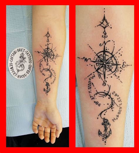 Nautical Compass Anchor Coordinates Tattoo Tattoos By Captain Bret