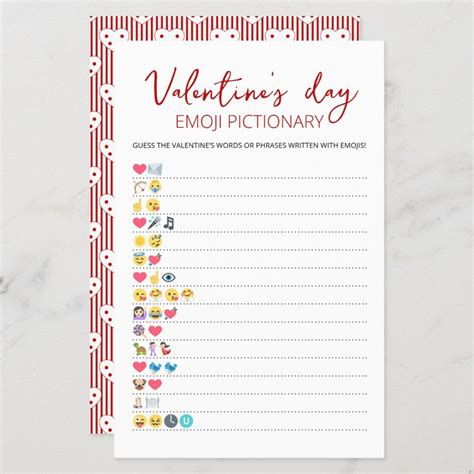 Valentines Day Emoji Pictionary Game With Answers Zazzle Valentine