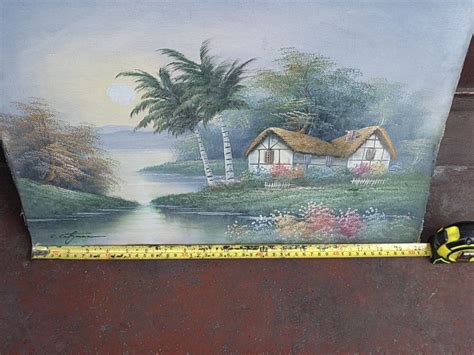 Vintage River Bahay Kubo Sunrise Painting Hobbies And Toys Stationary