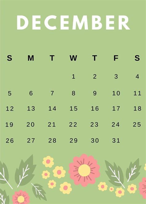 Cute December 2021 Calendar Printable Editable Template Calendar