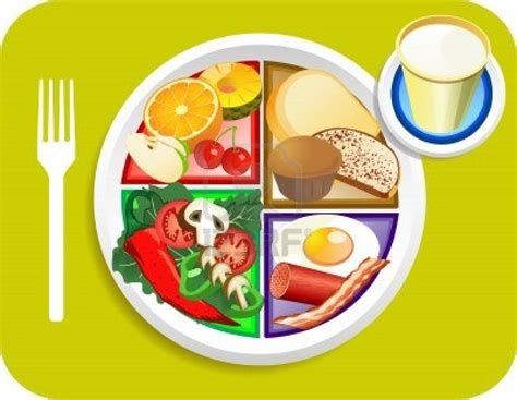 Vector Illustration Of Breakfast Items For The New My Plate Replacing
