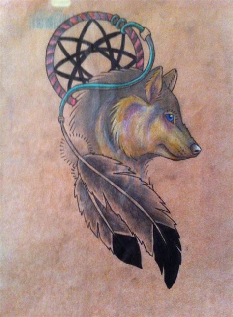 25 Dreamcatcher Wolf Tattoo Designs Images And Pictures