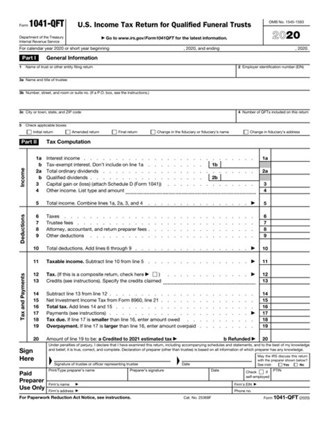 Irs Form 1041 Qft 2020 Fill Out Sign Online And Download Fillable