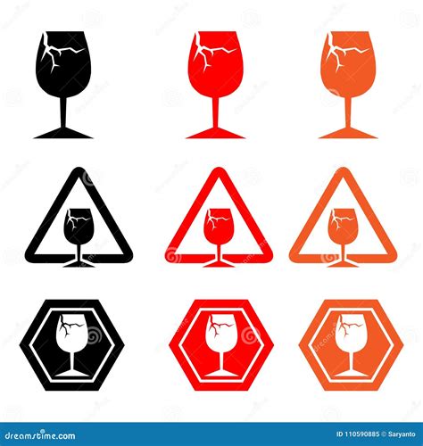 Broken Glass Icon Vector Danger Warning Sign Stock Vector