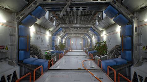 Sci Fi Bio Lab Corridor Concept Art Digital Sci Fi Environment