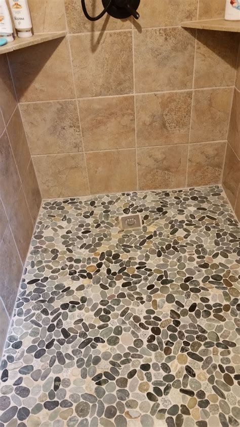 Sliced Cobblestone Pebble Tile Pebble Tile Bathroom Shower Stalls