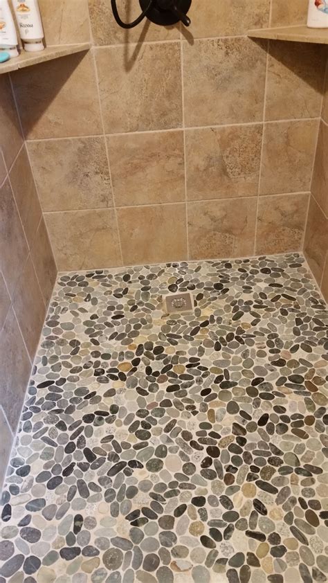 Sliced Cobblestone Pebble Tile | Stone shower floor, Pebble tile shower