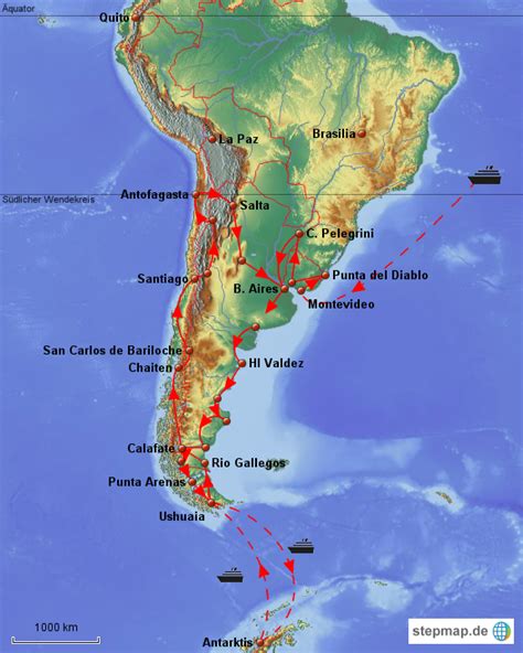 Stepmap Südamerika Reise Teil 1 201213 Landkarte Für Südamerika