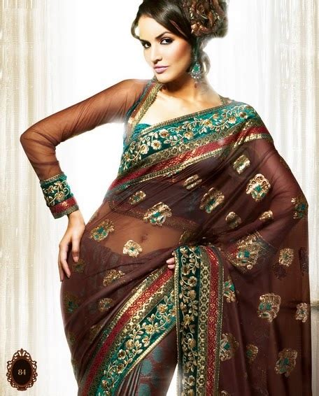 A long sleeved blouse( giving a wrinkle effect at your wrist) with plain gold or silver border will give you the most desired yet trendy effect. Dazzling Sarees: Long Sleeve Saree Blouse