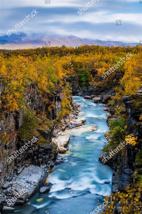 Autumnal Abisko Canyon River Abiskojakka Abiskojakka Editorial Stock