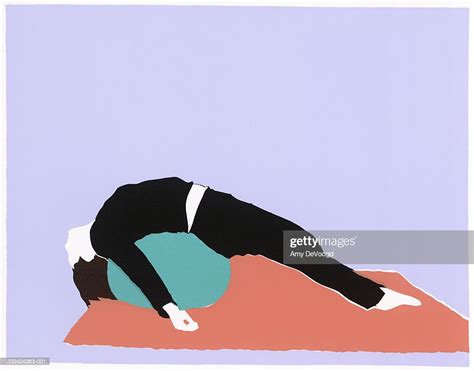 Woman Bending Backwards Over Fitness Ball Side View High Res Vector