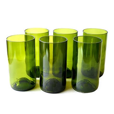 Tall Green Water Glasses Handmade From Up Cycled Wine Bottles Utz Market