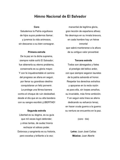 Himno Nacional De El Salvador Pdf