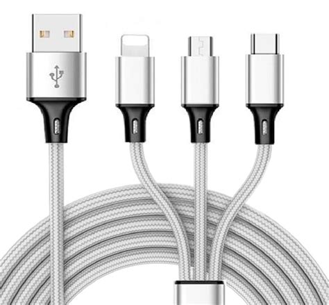 Cablebasket 3 In 1 Charging Triple Usb Cable Fast Charging Multi Pins