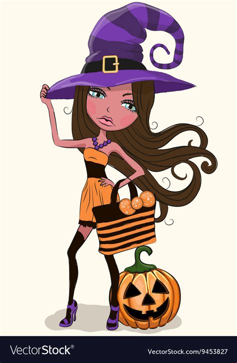 Pretty Witch Royalty Free Vector Image Vectorstock