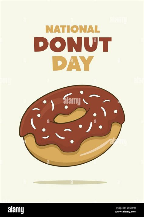 National Donut Day Lettering With Donut Poster Concept Cartoon