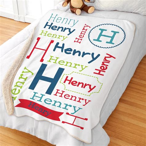 Personalized Repeating Name Sherpa Blanket Tsforyounow