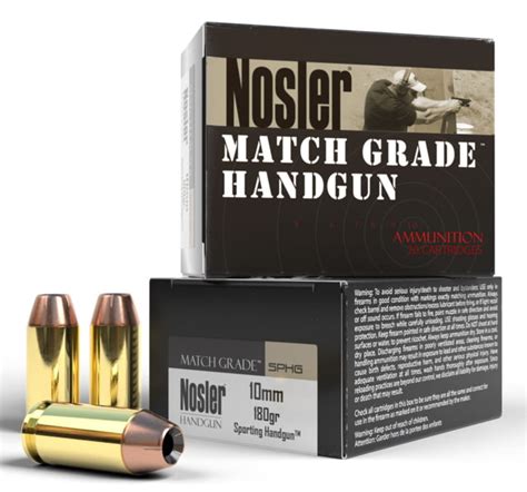 Nosler Match Grade 10mm 180 Grain Jacketed Hollow Point Brass Cased