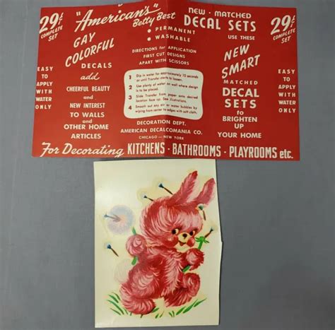 Vintage Betty Best Kitsch Pink Bunny Decal Mid Century 5046 Cute 1200