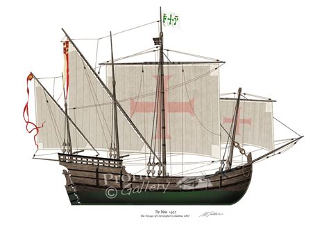 The Nina 1492 Christopher Columbus Profile Artwork A3 Glossy Print