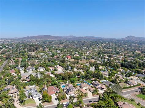 Aerial View Of Suburb Area With Residential Villa In South California