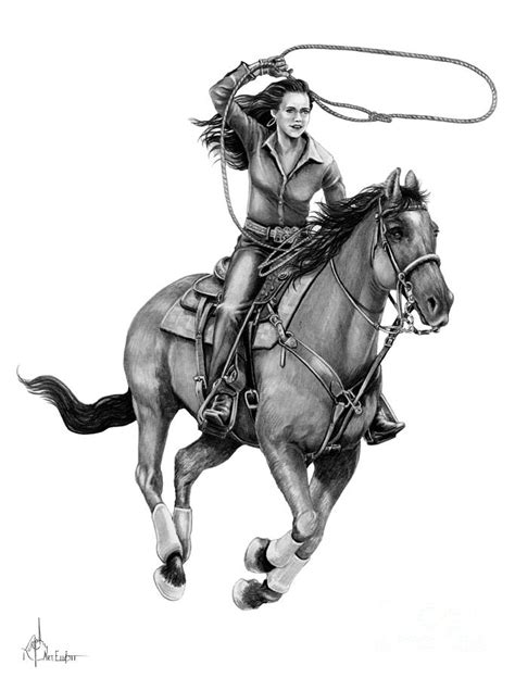 Cowgirl Drawing By Murphy Elliott