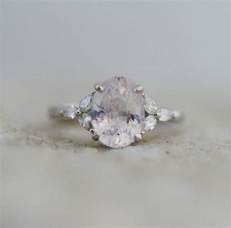 White Sapphire Engagement Ring Color Change Sapphire Ring 5ct Oval