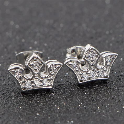 Aliexpress Com Buy Heezen Plated Silver Queen Crown Stud Earrings For