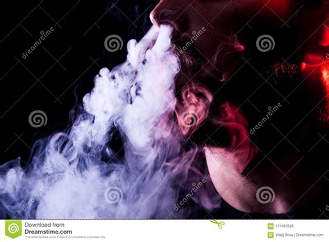 A Young Man Exhales A Cloud Stock Photo Image Of Health Person